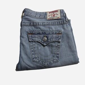 Womens Y2K Light Wash True Religion Cameron Distressed Straight Fit Jeans